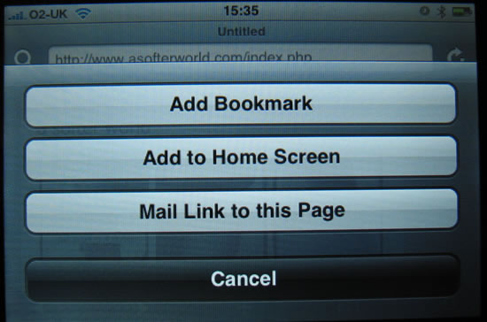 iPhone Safari 1.1.3 Bookmarks